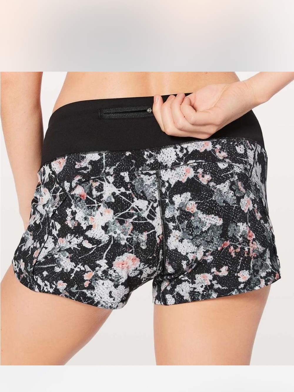 Women's Black Floral Running Shorts - Lightweight Size 10